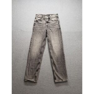 & Denim Women Jean 0 Gray Wash Denim 100% Cotton Baggy Low Waist 5 Pocket Casual